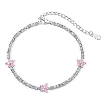 [Love Aura]Sparkling Flower Shape Tennis Bracelet