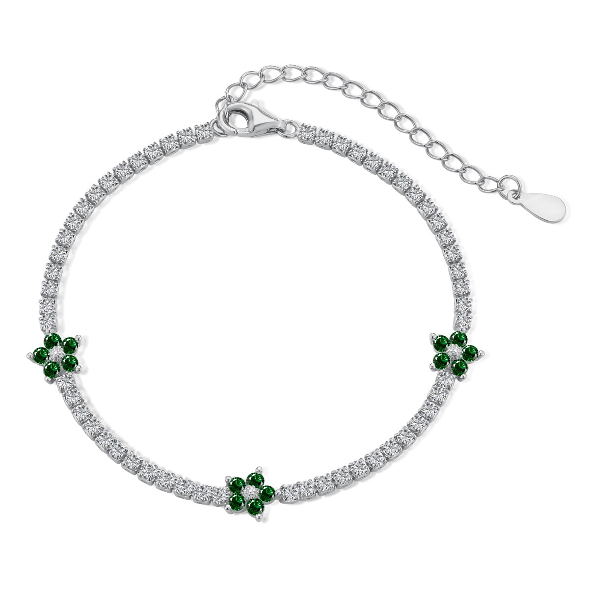 [Love Aura]Sparkling Flower Shape Tennis Bracelet