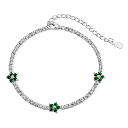 [Love Aura]Sparkling Flower Shape Tennis Bracelet