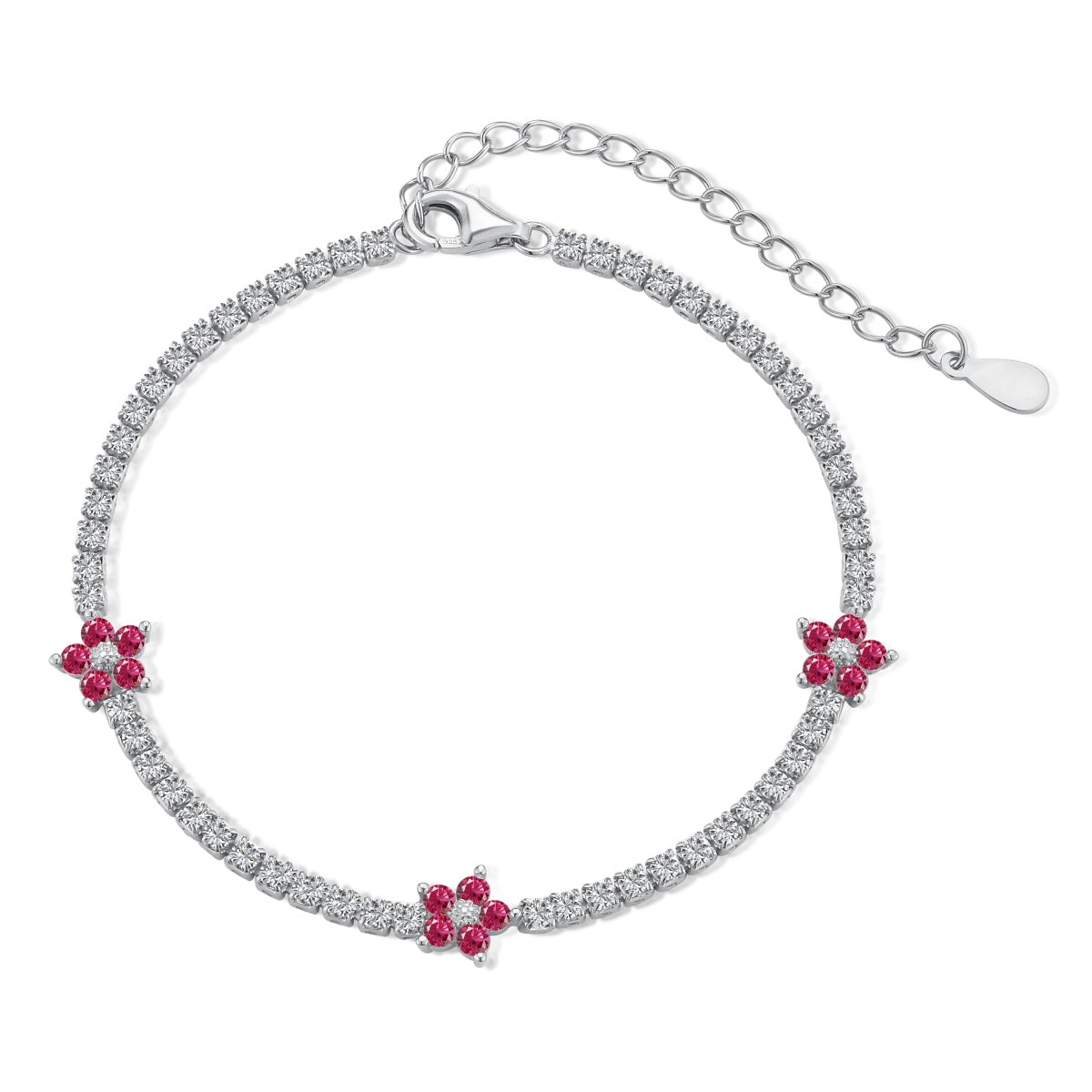 [Love Aura]Sparkling Flower Shape Tennis Bracelet