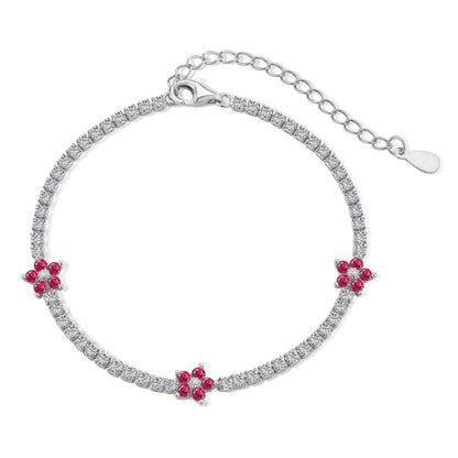 [Love Aura]Sparkling Flower Shape Tennis Bracelet