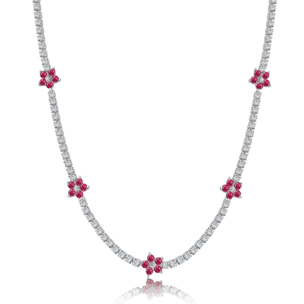 [Love Aura]Luxurious Colorful Flower Tennis Necklace