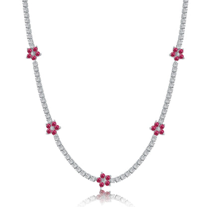 [Love Aura]Luxurious Colorful Flower Tennis Necklace