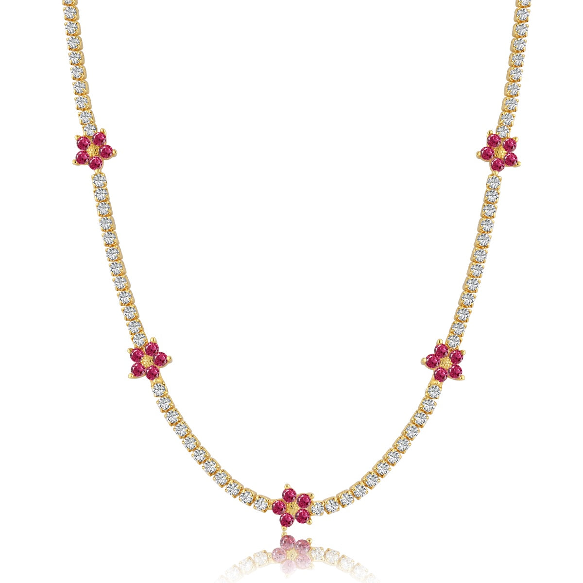 [Love Aura]Luxurious Colorful Flower Tennis Necklace