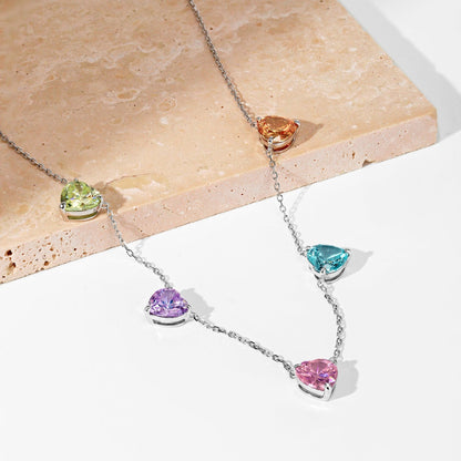 [Love Aura]Sparkling Colorful Heart Cut Necklace