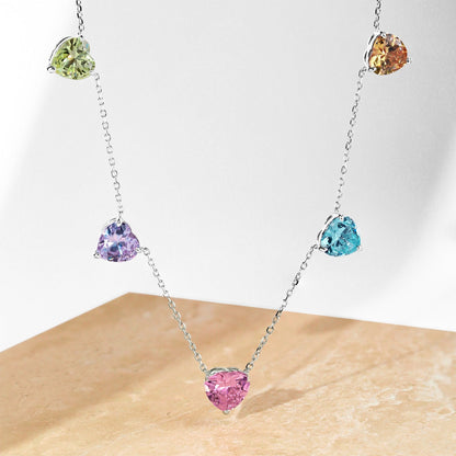 [Love Aura]Sparkling Colorful Heart Cut Necklace