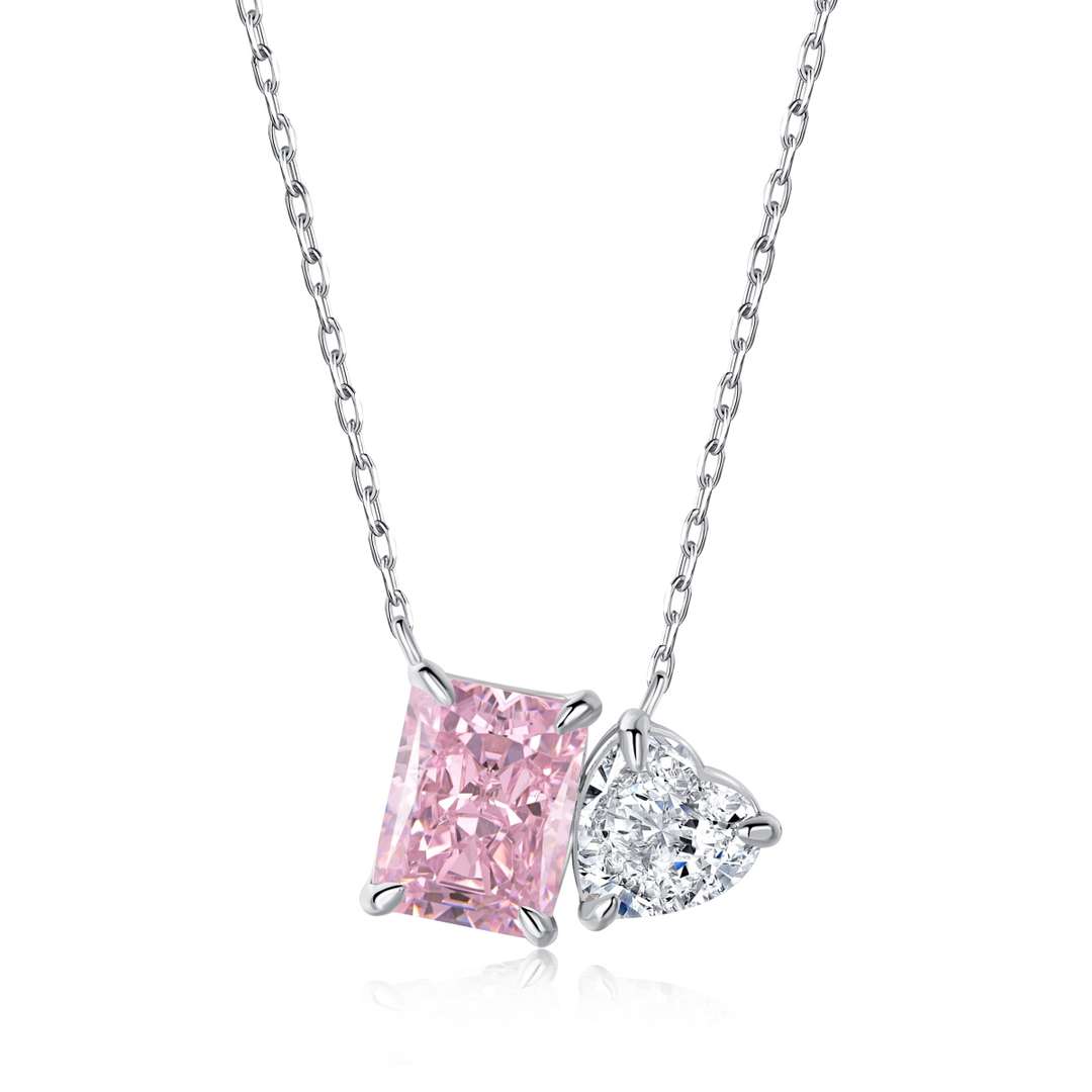[Love Aura]Dazzling Square & Heart Shape Necklace
