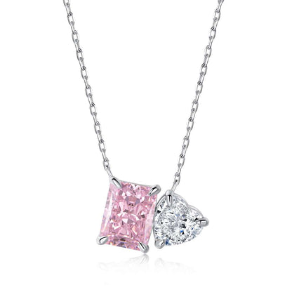 [Love Aura]Dazzling Square & Heart Shape Necklace