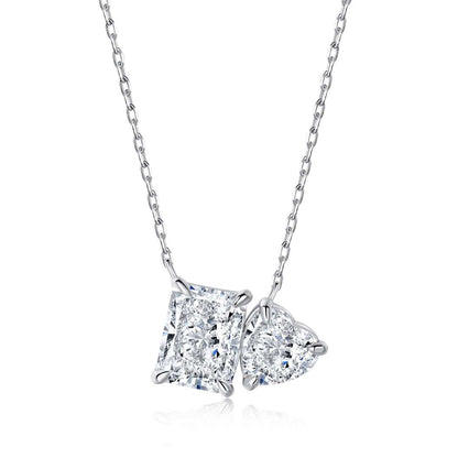 [Love Aura]Dazzling Square & Heart Shape Necklace
