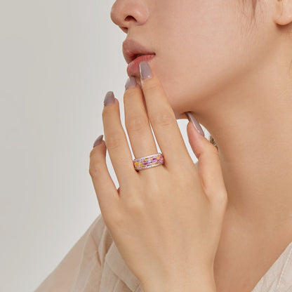 [Love Aura]Radiant Colorful Radiant Cut Daily Ring