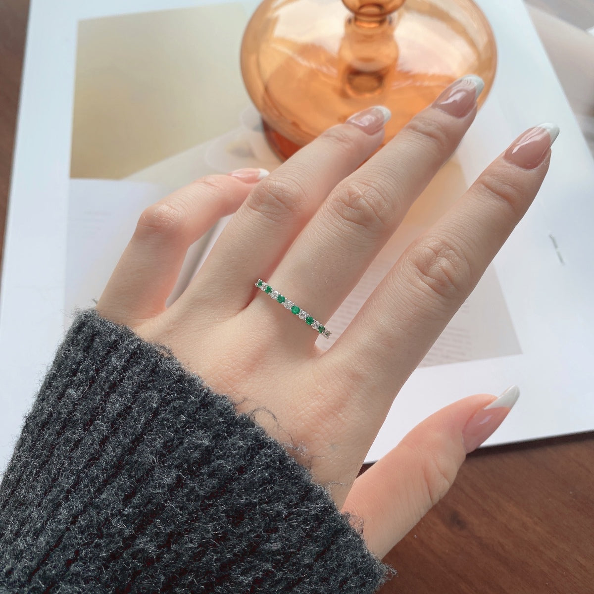 [Love Aura]Exquisite Colorful Round Cut Tennis Ring