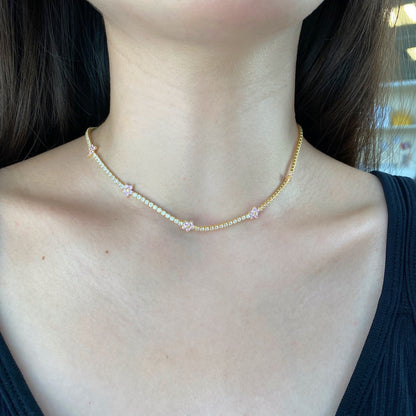 [Love Aura]Luxurious Colorful Flower Tennis Necklace