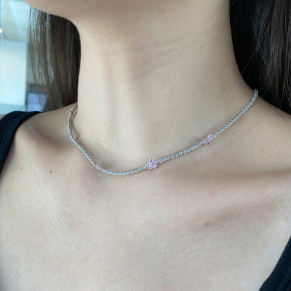 [Love Aura]Luxurious Colorful Flower Tennis Necklace