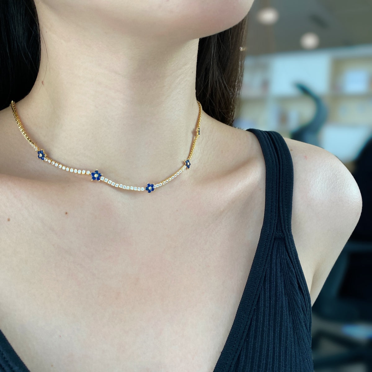 [Love Aura]Luxurious Colorful Flower Tennis Necklace