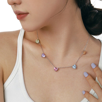 [Love Aura]Sparkling Colorful Heart Cut Necklace
