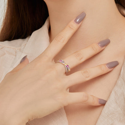 [Love Aura]Unique Colorful Marquise Cut Daily Ring