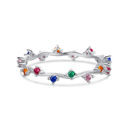 [Love Aura]Radiant Colorful Round Cut Daily Ring