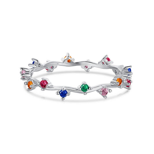 [Love Aura]Radiant Colorful Round Cut Daily Ring