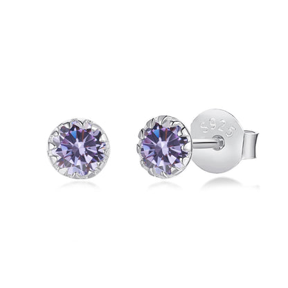 [Love Aura]Sparkling Colorful Round Shape Earrings