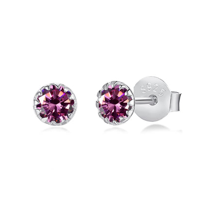 [Love Aura]Sparkling Colorful Round Shape Earrings
