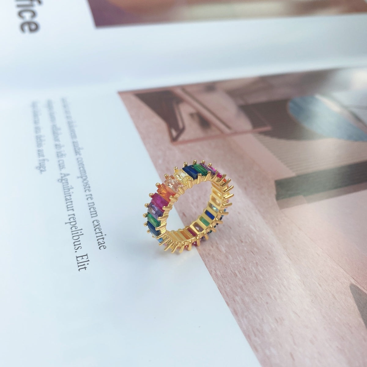 [Love Aura]Unique Colorful Radiant Cut RIng