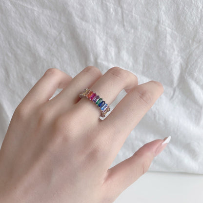 [Love Aura]Unique Colorful Radiant Cut RIng
