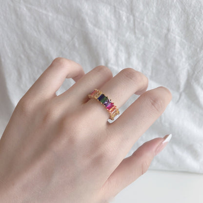 [Love Aura]Unique Colorful Radiant Cut RIng