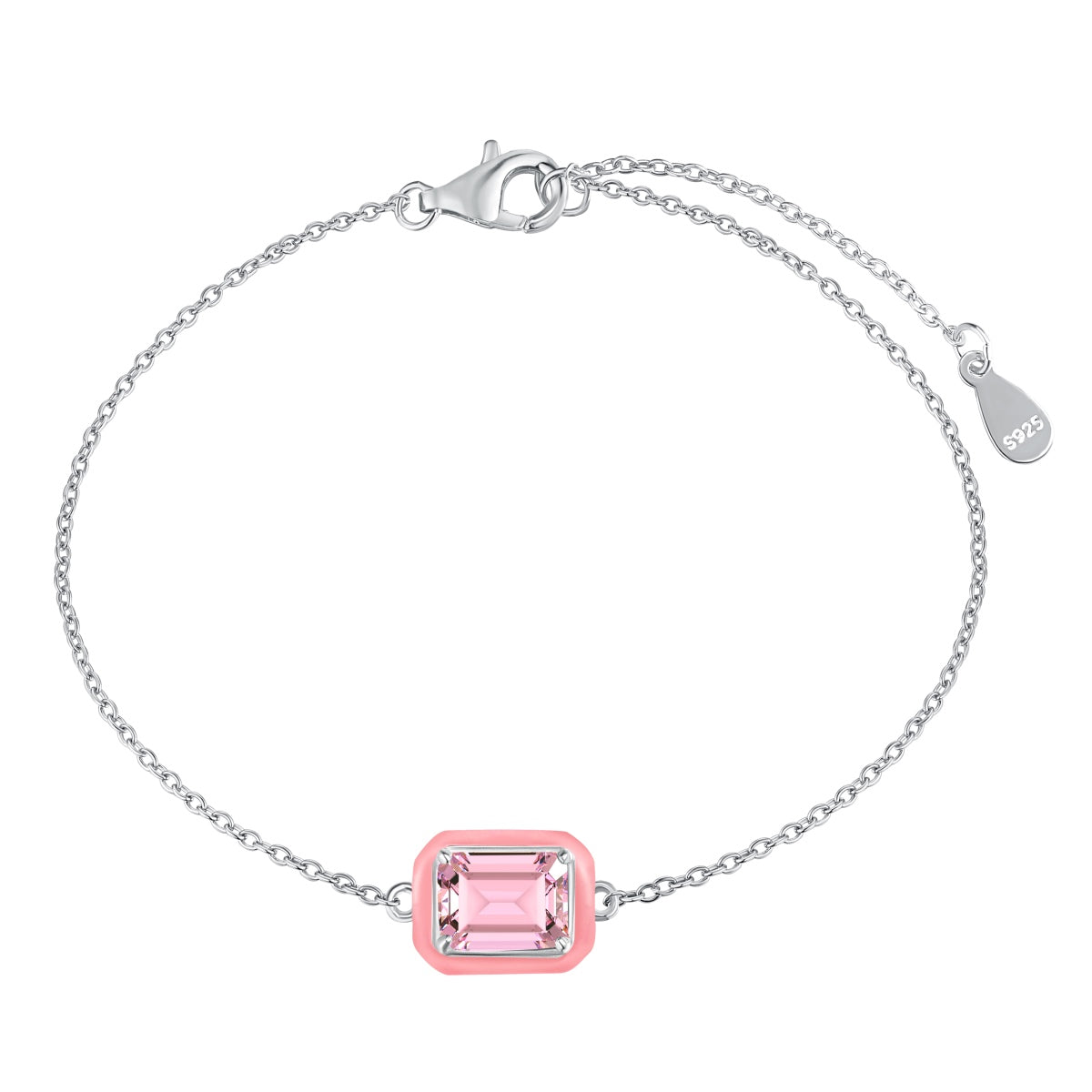 [Love Aura]2.0 Carat Sparkling Colorful Emerald Cut Daily Bracelet