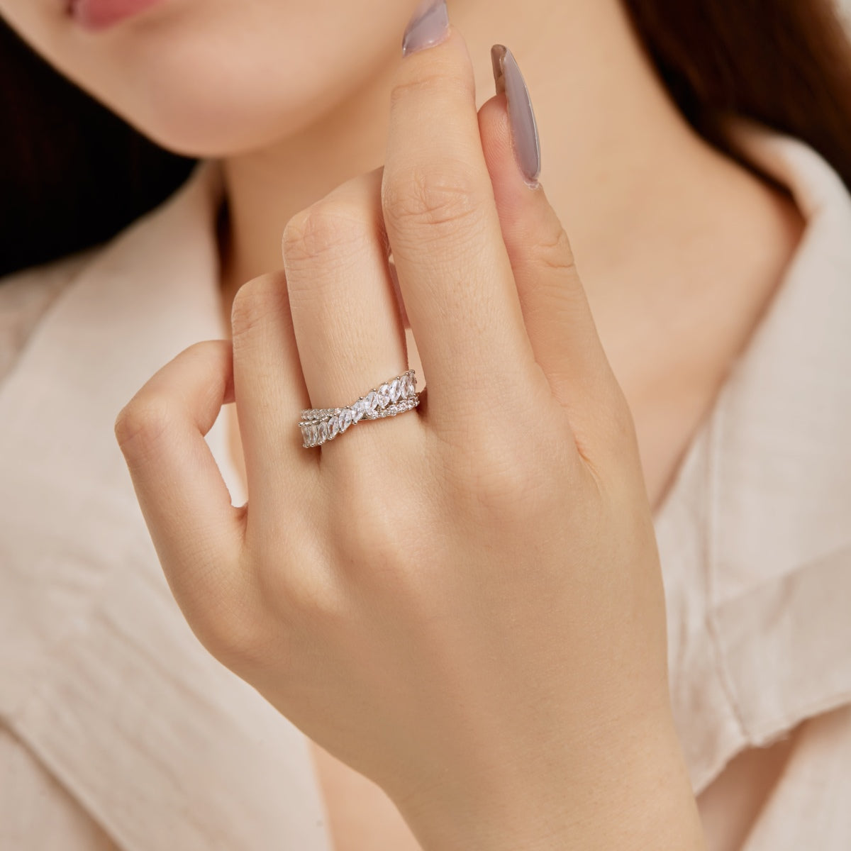 [Love Aura]Unique Colorful Marquise Cut Daily Ring