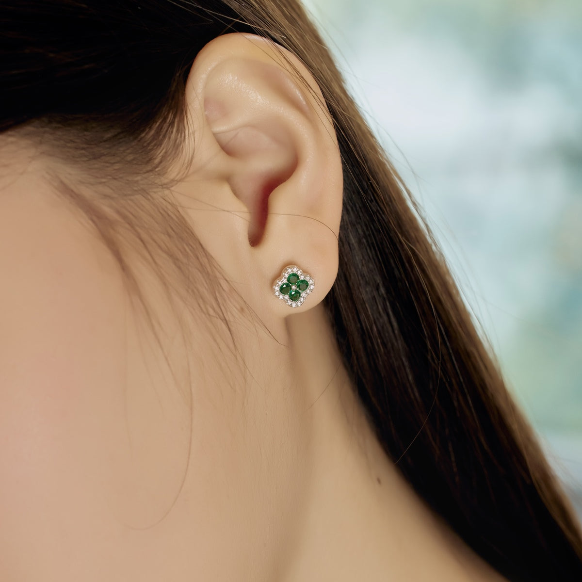 [Love Aura]Four-Leaf Clover Flower Shaped Earrings