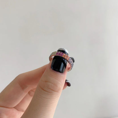 [Love Aura]Unique Colorful Round Cut Tennis Ring