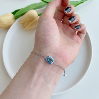 [Love Aura]2.0 Carat Sparkling Colorful Emerald Cut Daily Bracelet