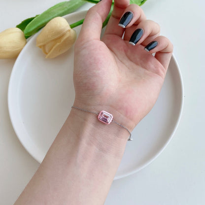 [Love Aura]2.0 Carat Sparkling Colorful Emerald Cut Daily Bracelet