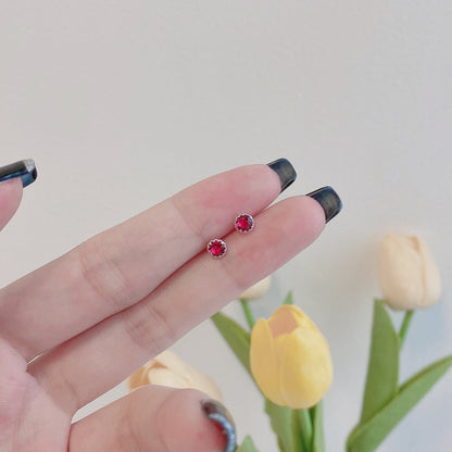 [Love Aura]Sparkling Colorful Round Shape Earrings