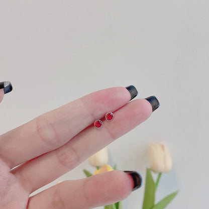 [Love Aura]Sparkling Colorful Round Shape Earrings