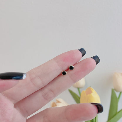 [Love Aura]Sparkling Colorful Round Shape Earrings