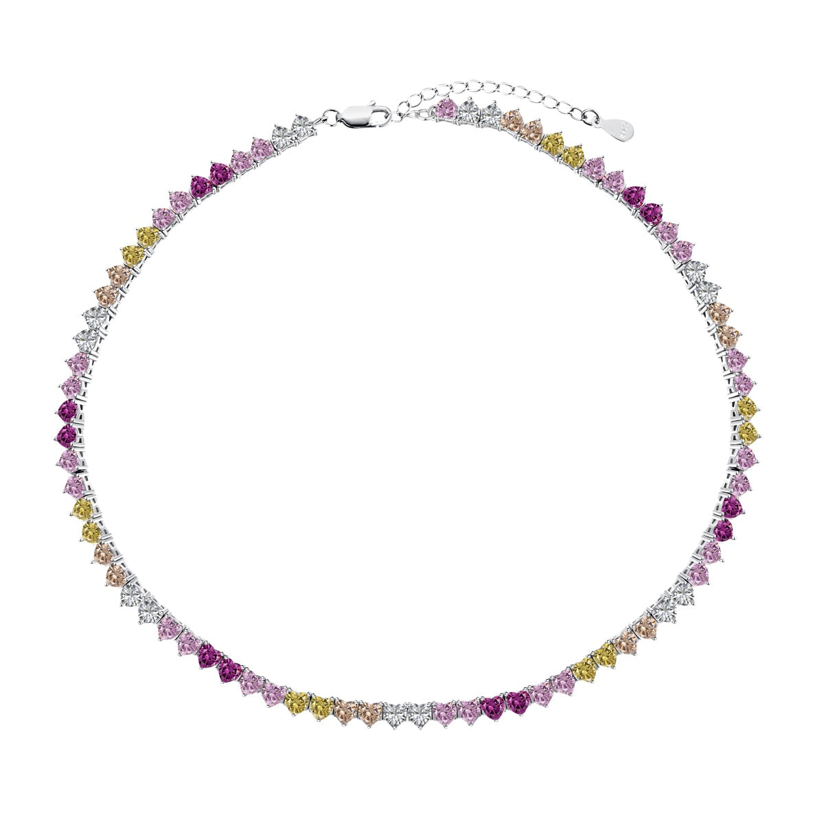 [Love Aura]Sparkling Colorful Full Heart Tennis Necklace