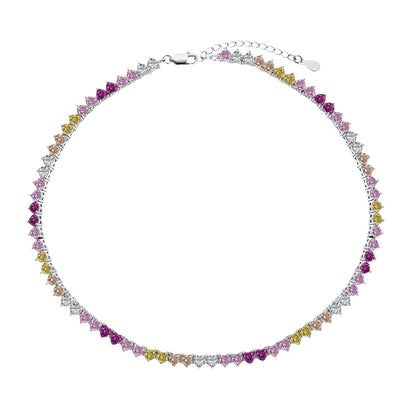 [Love Aura]Sparkling Colorful Full Heart Tennis Necklace