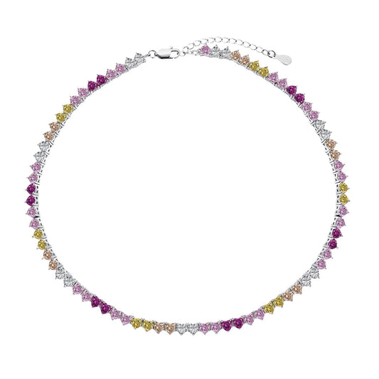 [Love Aura]Sparkling Colorful Full Heart Tennis Necklace