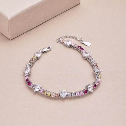 [Love Aura]Romantic Heart Shape Round Cut Lover Bracelet
