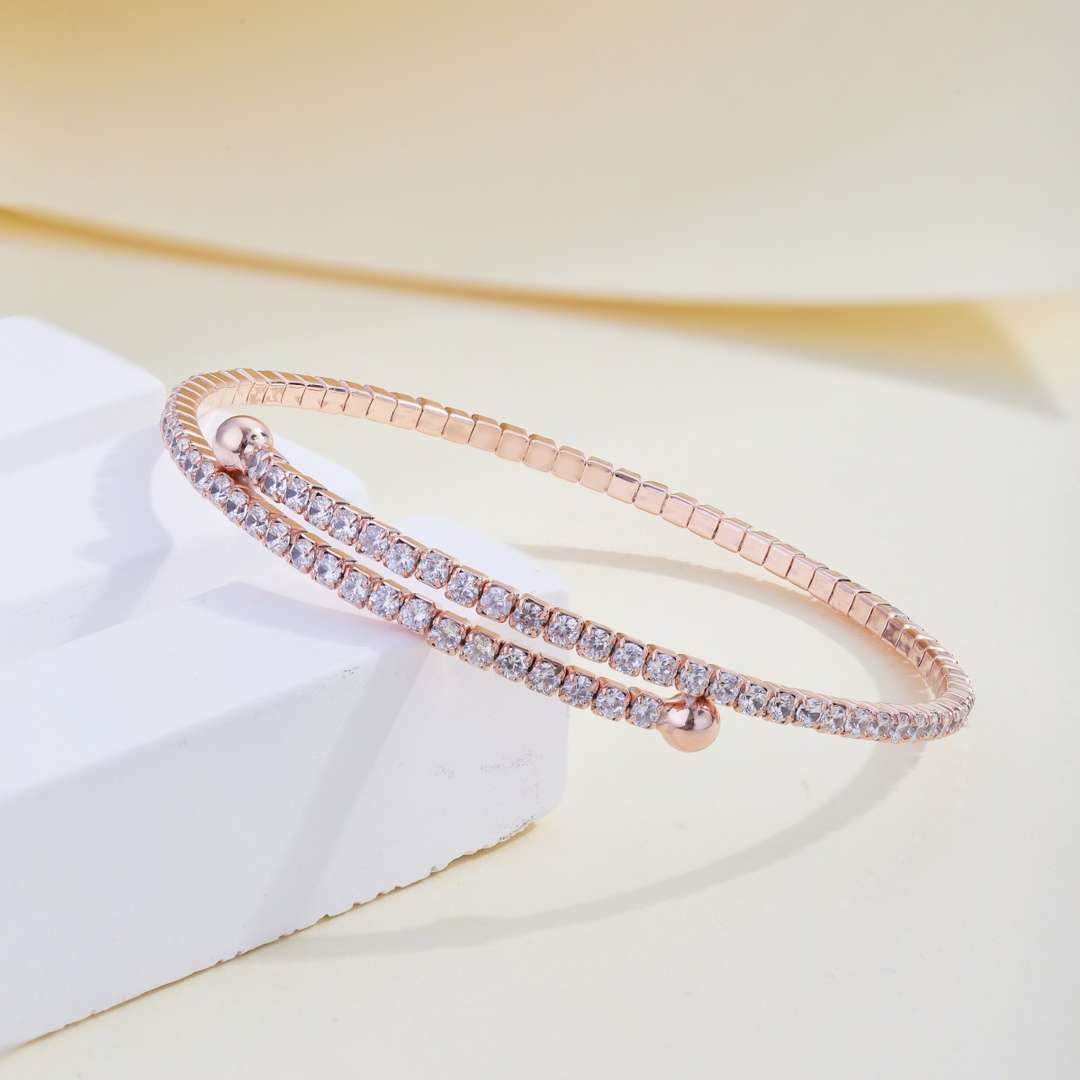 [Love Aura]Row of Diamonds Round Fashion Bracelet