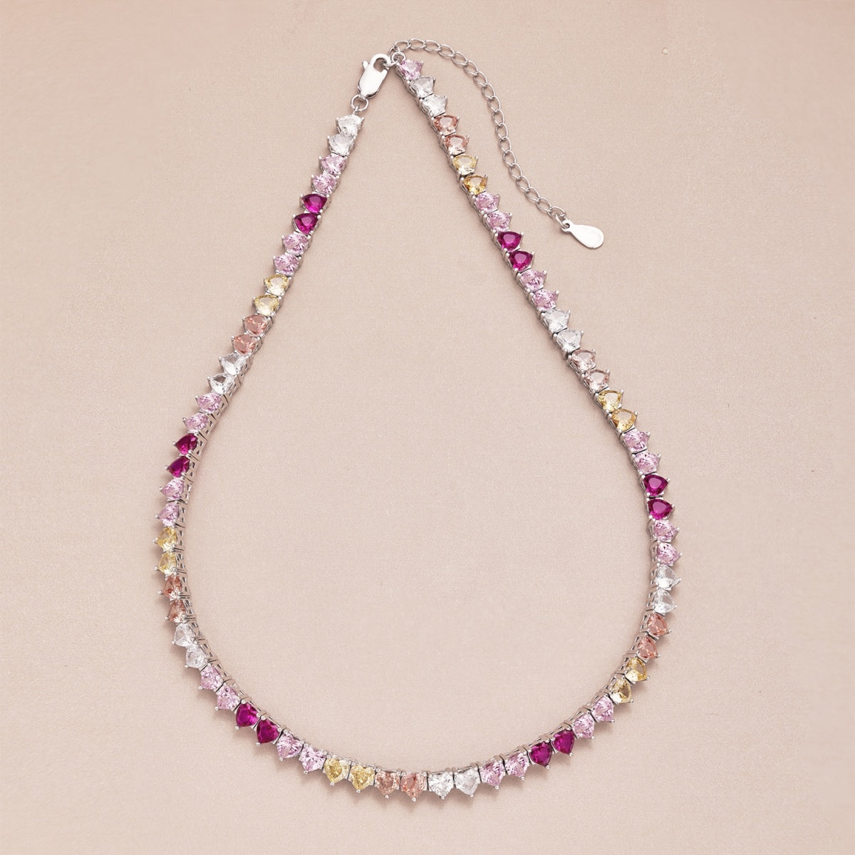 [Love Aura]Sparkling Colorful Full Heart Tennis Necklace