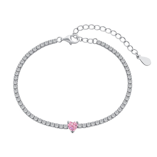 [Love Aura]0.5 Carat Elegant Romantic Heart Shape Lover Bracelet