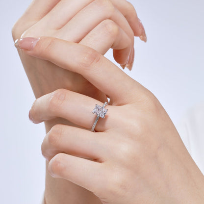 [Love Aura]2.0 Carat Dazzling Sparkling Radiant Cut Party Ring
