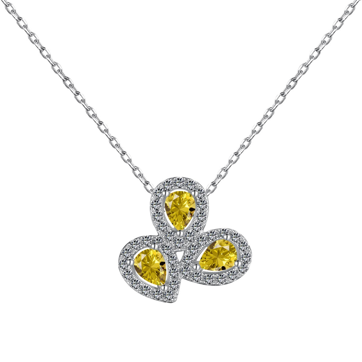 [Love Aura]Elegant Flower Shape Pear Cut Necklace