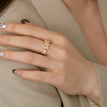 [Love Aura]Delicate Multi Cut Ring