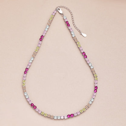 [Love Aura]Delicate Colorful Tennis Necklace