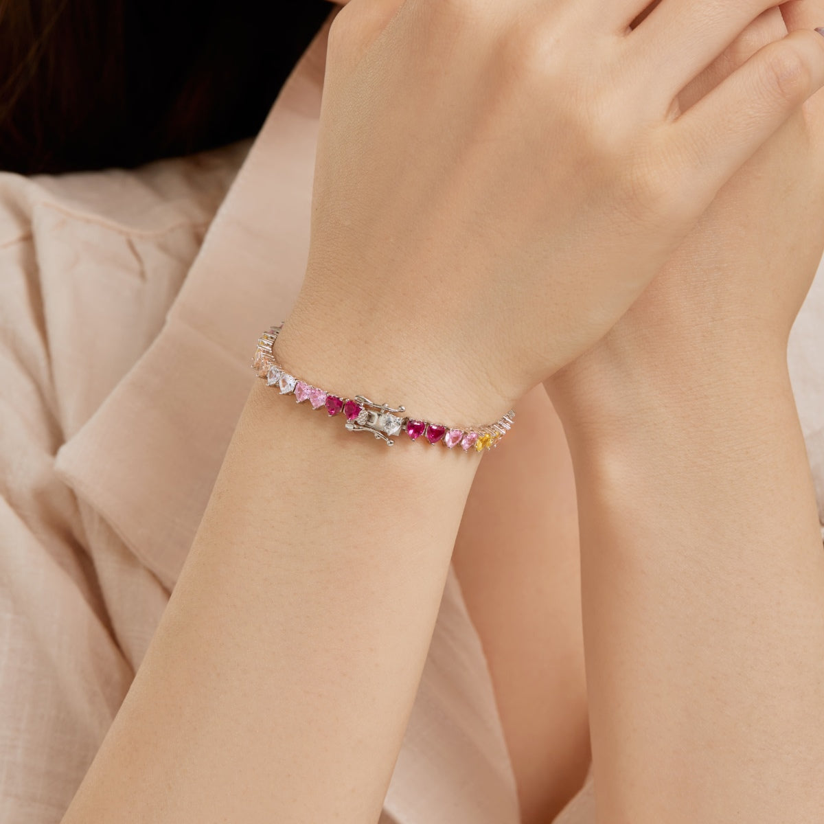 [Love Aura]Luxurious Colorful Romantic Heart Shape Lover Bracelet