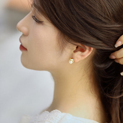 [Love Aura]Dainty Bread Pearl Earrings