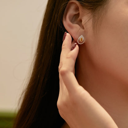 [Love Aura]Sparkling Delicate Water Drop Shape Daily Earrings